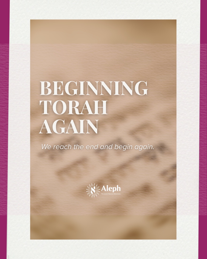 Aleph teaching carousel &mdash; six slides on the close of the Torah reading cycle