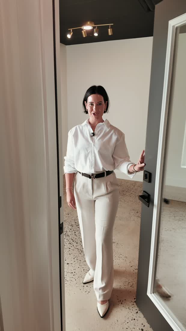 Salon Suites NJ walkthrough &mdash; a presenter touring a finished salon suite