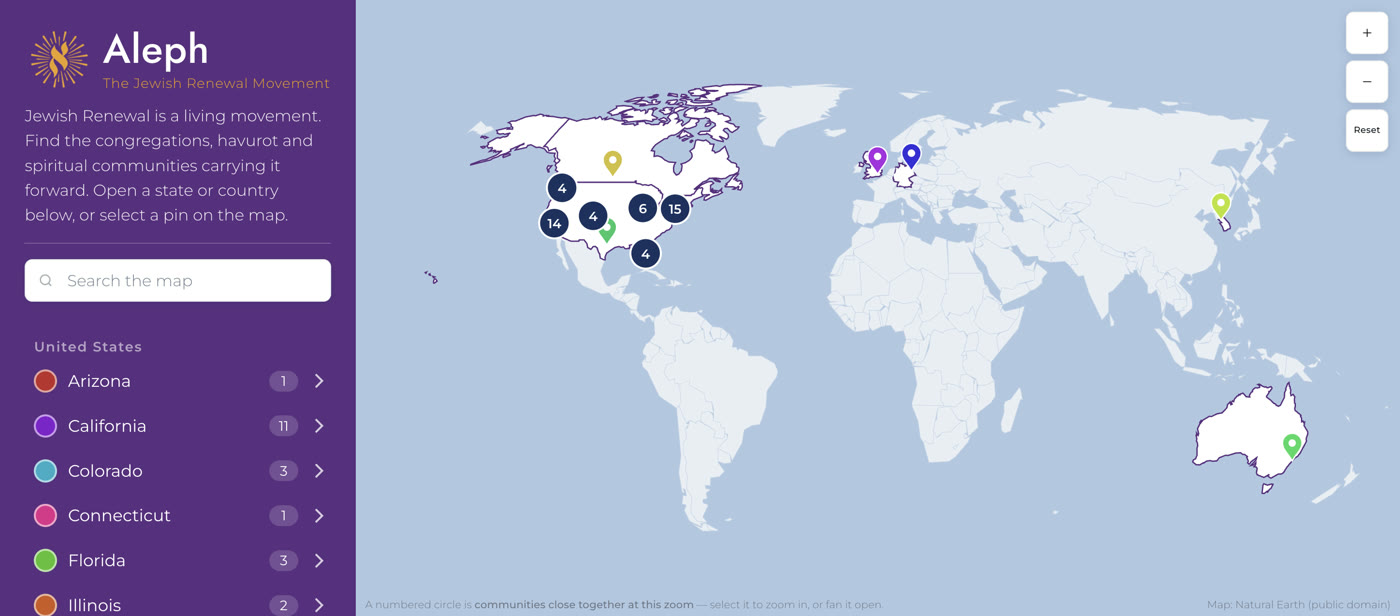 The same Aleph community map rebuilt as a GoHighLevel page, edge to edge with no site chrome around it